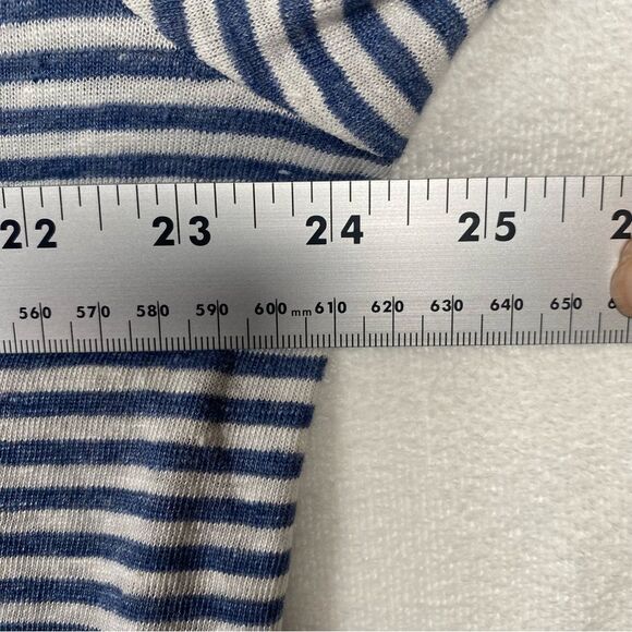 J. McLaughlin Blue Striped Linen Blend Short Sleeve T-Shirt Size XL - Picture 7 of 9